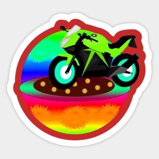 Green Motorcycle Sticker